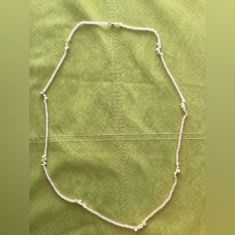 Necklace  Made Of Real Pearls In Different Shapes And Sizes With Shiny Seed Bead